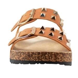 MUDD Women's Comfort Sandal W Studded Accents With Cork Footbed Sandal
